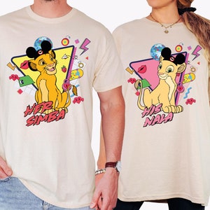 Retro Disney His Nala & Her Simba Love Shirt, Disney The Lion King Valentine&#39;s Day Shirt, Disneyland Honeymoon Matching 2025 Sweatshirt