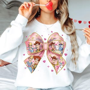 Toy Story Valentines Day Shirt, Disney Bo Peep Woody Love Shirt, Disney Valentines Day Bow Coquette Tee, Disney Pixar Honeymoon Shirt