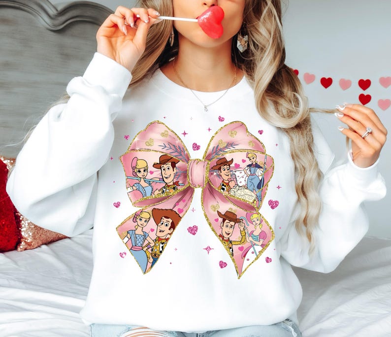 Toy Story Valentines Day Shirt, Disney Bo Peep Woody Love Shirt, Disney Valentines Day Bow Coquette Tee, Disney Pixar Honeymoon Shirt
