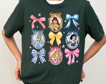 T-shirt Princesse Coquette avec miroir à nœud papillon, Sweat Princesse Aurore, T-shirt Cendrillon Disney, T-shirt Blanche-Neige, T-shirt Belle, Pull pour voyage entre filles