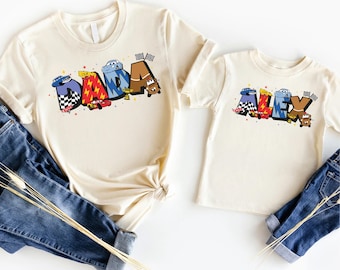Disney Cars Dada And Kids Shirt, Lightning McQueen Tow Mater Family Shirt, Pixar Fathers Day Shirt, Dad Son Matching Shirt, Disney Trip Tee