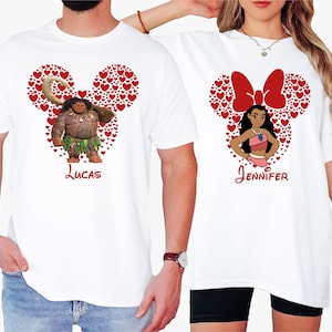 Disney Moana & Maui Valentine Shirt, Disney Valentine's Day Couple T-Shirt, Mickey Minnie Ears Sweatshirt, Disneyland Honeymoon Shirt