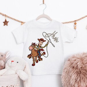 Personalized Woody Shirt, Custom Name Toy Story T-Shirt, Woody and Bullseye Kids Shirt, Disney Pixar Toy Story Boys Girls Tee, WDW Trip Tees