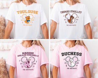 The Aristocats All Characters Shirts, Disney Cats Group T-Shirt, Vintage Marie Duchess Berlioz Tee, Toulouse Shirt, Wdw Family Matching Tee
