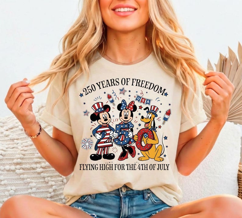 Disney 250 Years Of America Shirt, Mickey And Friends USA 250th Anniversary T-Shirt, Mickey Minnie Pluto US Sweater, WDW Patriotic Trip Tee