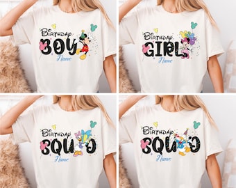 Camiseta de cumpleaños de todos los personajes de Disney, camiseta de Mickey y sus amigos, camiseta de cumpleaños de Disney a juego, sudadera para viaje familiar a Disneyland