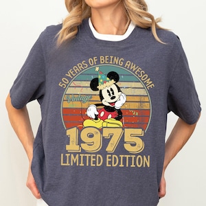 Vintage Mickey Limited Edition 1975 Shirt, 50 Years of Being Awesome Tee, Vintage Disney Age 50 Bday T-Shirt, Disneyland Birthday Party Tee