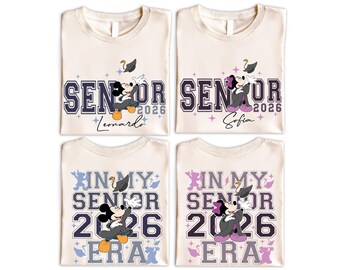 Shirt Disney In My Senior Era 2026, Mickey Minnie Senior Shirt, Disney Graduate Shirt, High School Grad Shirt, Disney Family Grad Trip Shirt