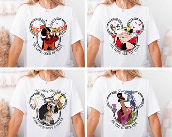 Camiseta de villanos de Disney, camiseta del Club de villanos de las brujas malas, camiseta de Maléfica, Reina Malvada, Úrsula, Cruella, camiseta de Mickey Head de las brujas malas