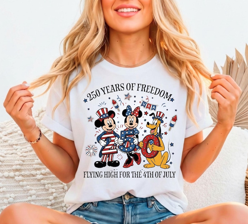 Disney 250 Years Of America Shirt, Mickey And Friends USA 250th Anniversary T-Shirt, Mickey Minnie Pluto US Sweater, WDW Patriotic Trip Tee