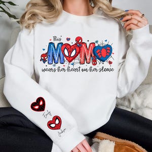 Spiderman Mama Sweatshirt With Kids Names, Marvel Spidey Mom Shirt, Disney Superhero Family Tees, Spin Mom Shirt, Ultimate 2 Spider Shirt