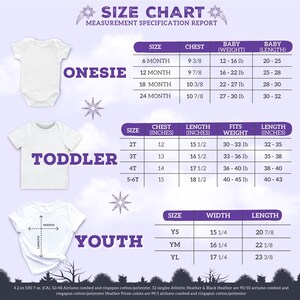 the size chart for a baby's bodysuit