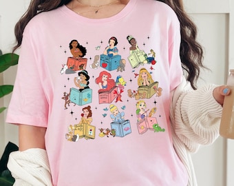 Chemise lecture livre princesse, T-shirt club de lecture princesse, chemise amateur de lecture, chemise visite guidée de lecture princesse, t-shirt voyage filles, t-shirt bibliothécaire Disney