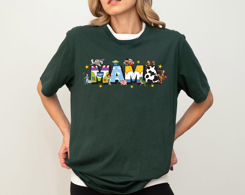 a woman wearing a tshirt with the word mam printed on it