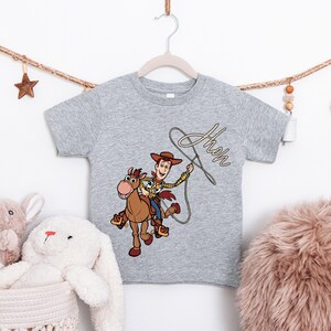 Personalized Woody Shirt, Custom Name Toy Story T-Shirt, Woody and Bullseye Kids Shirt, Disney Pixar Toy Story Boys Girls Tee, WDW Trip Tees