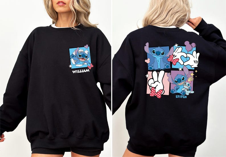 Retro Stitch Portrait Shirt, Custom Name Stitch T-Shirt, Disney Lilo And Stitch Tee, Stitch Aloha Sweater, Stitch Lover Sweatshirt