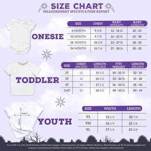 the size chart for a baby's bodysuit