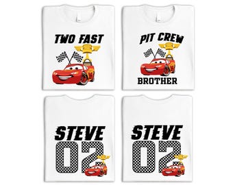 Two Fast Pit Crew McQueen Birthday Shirt, Two Fast Family Matching Tee, Pixar Birthday Party Tee, Tee, Two Fast Race Car Birthday Boy Shirt