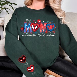 Spiderman Mama Sweatshirt With Kids Names, Marvel Spidey Mom Shirt, Disney Superhero Family Tees, Spin Mom Shirt, Ultimate 2 Spider Shirt