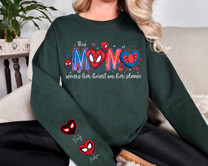 Spiderman Mama Sweatshirt With Kids Names, Marvel Spidey Mom Shirt, Disney Superhero Family Tees, Spin Mom Shirt, Ultimate 2 Spider Shirt
