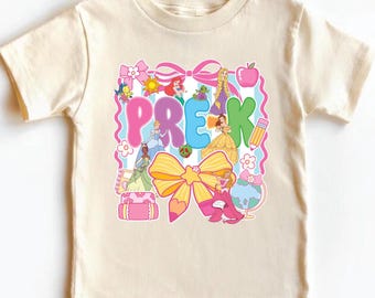 Princess Coquette Pre-K Shirt, Disney Back To School Shirt, Disneyland Teacher Shirt, Princess 1st Day of School Shirt, Kids School T-Shirt