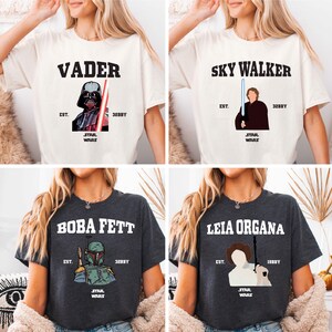 Star Wars Characters Shirt, Princess Leia Han Solo T-Shirt, Galaxy&#39;s Edge Shirt, Star Wars Family Matching Shirt, Darth Vader Sky Walker Tee