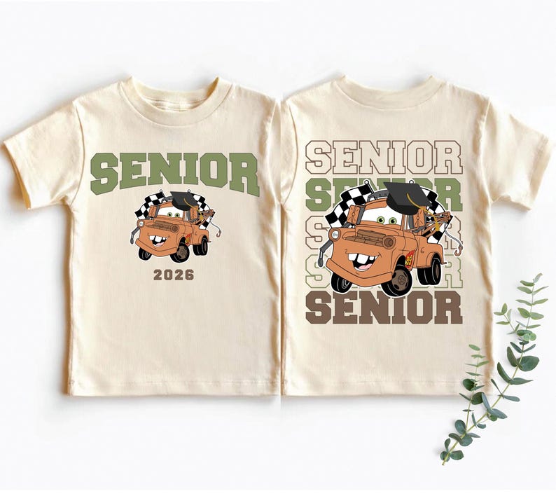 Pixar Cars Senior 2026 Shirt, Lightening McQueen Tow Mater T-Shirt, Disney Graduation 2026 Tee, Disneyland Class Of 2026 Graduation Trip Tee