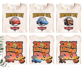 Disney Cars verjaardagsshirts, In My Birthday Era-shirt, Pixar Custom Birthday Boy-T-shirt, Cars Birthday Girl-T-shirt, shirts familieverjaardagsfeestje
