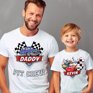 Benutzerdefinierte Boxencrew Shirt, Autos Lightening McQueen Geburtstagsjunge Shirt, Disney Cars Geburtstagsfamilie T-Shirt, Rennauto-Geburtstagsfeier T-Shirt