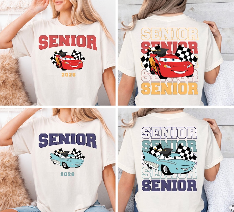 Pixar Cars Senior 2026 Shirt, Lightening McQueen Tow Mater T-Shirt, Disney Graduation 2026 Tee, Disneyland Class Of 2026 Graduation Trip Tee