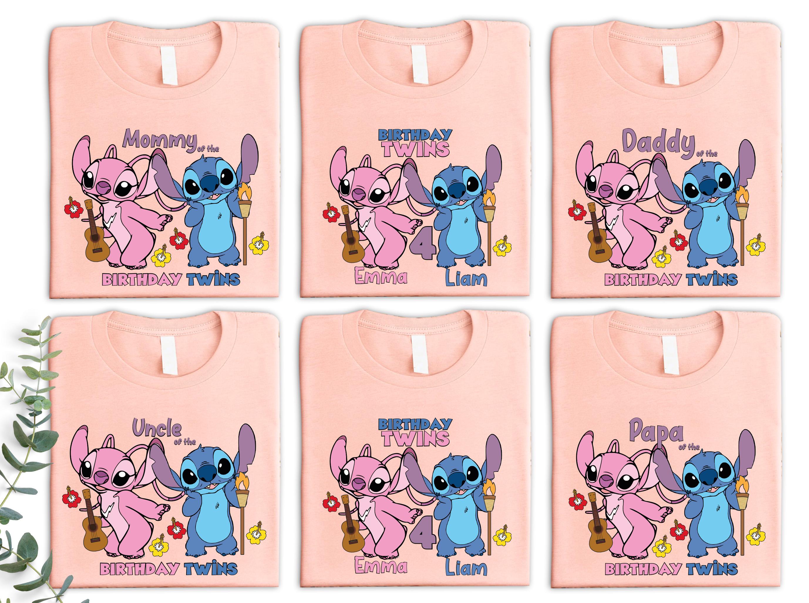 Disney Stitch & Angel Birthday Twins Shirt, Custom Birthday T-shirt ...