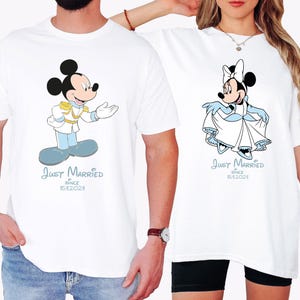 Camisa personalizada de Disney para recién casados, camisa de Mickey para el novio, camisa de Minnie para la novia, camisas de luna de miel de Disney, camisa de fiesta nupcial, camisa de boda de Disney