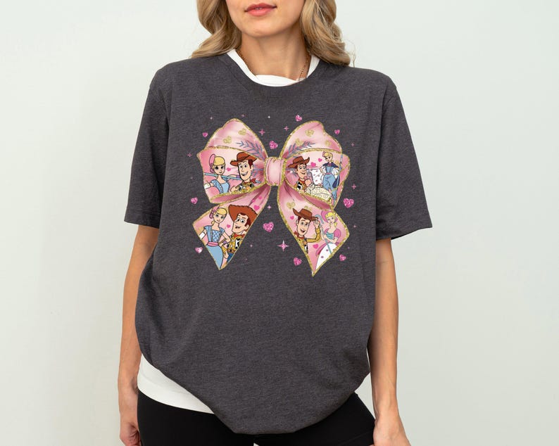 Sudadera de Toy Story para San Valentín, camiseta de Disney con Bo Peep y Woody Love, camiseta de Disney con lazo para San Valentín, camiseta de Disney Honeymoon imagen 5