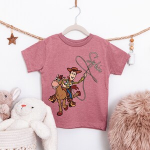 Personalized Woody Shirt, Custom Name Toy Story T-Shirt, Woody and Bullseye Kids Shirt, Disney Pixar Toy Story Boys Girls Tee, WDW Trip Tees