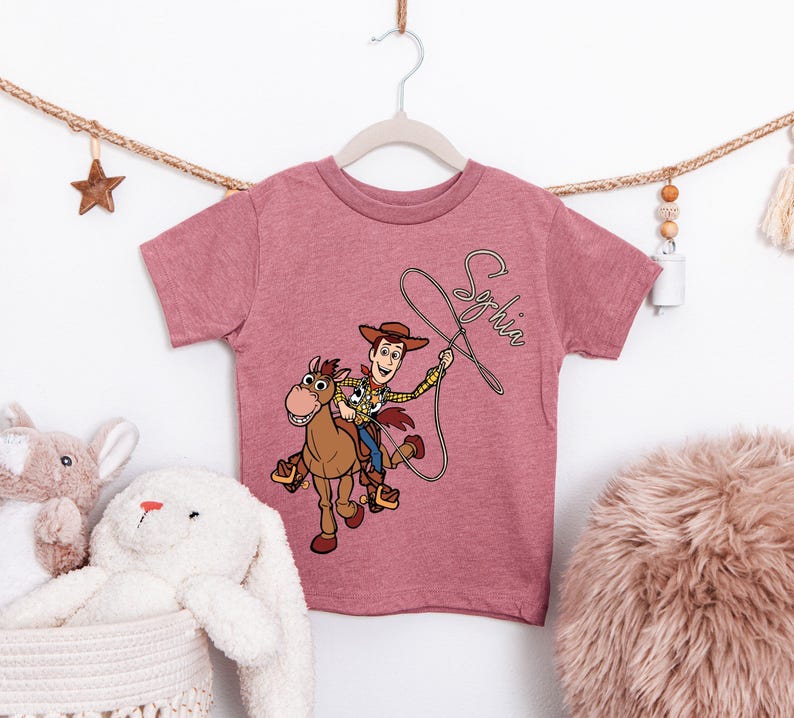 Personalized Woody Shirt, Custom Name Toy Story T-Shirt, Woody and Bullseye Kids Shirt, Disney Pixar Toy Story Boys Girls Tee, WDW Trip Tees