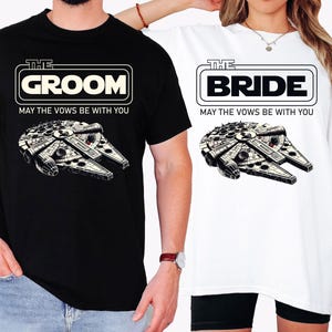 Star Wars Wedding Shirts, Disney Bride Groom Shirt, Disney Honeymoon Shirt, Disney Bridal Party Shirts, Star Wars Wifey Hubby T-Shirts