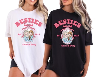 Custom Besties Anna & Elsa  Shirt, Disney Frozen Besties Sweat, Princess Anna And Elsa Best Friends Hoodie, Disney Girls Trip 2026 Sweater