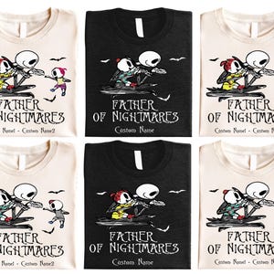 Custom Father Of Nightmares Shirt, Jack Skellington Father T-shirt, Disneyland Father's Day Gift Shirt, Personalized Family Matching Tee