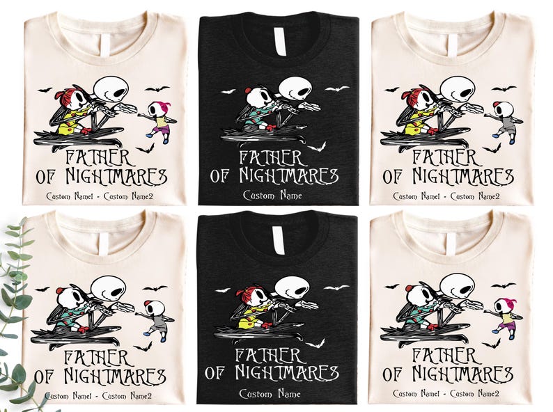 Custom Father Of Nightmares Shirt, Jack Skellington Father T-shirt, Disneyland Father's Day Gift Shirt, Personalized Family Matching Tee