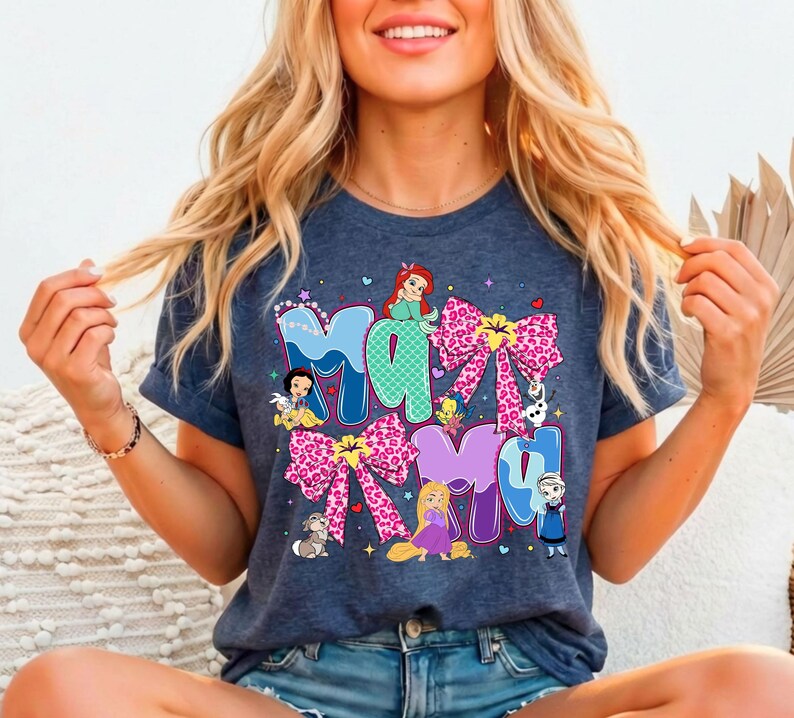 Disney Princess Mama Shirt, Princess Ariel Elsa Snow White Mama T-Shirt, Disney Mother's Day Tees, Disneyland Mom Trip Tee, Disney Mom Shirt