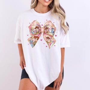 Toy Story Valentine Shirt, Disney Bo Peep & Woody Love Shirt, Disney Valentine's Day Bow Coquette Tee, Disney Pixar Honeymoon Shirt
