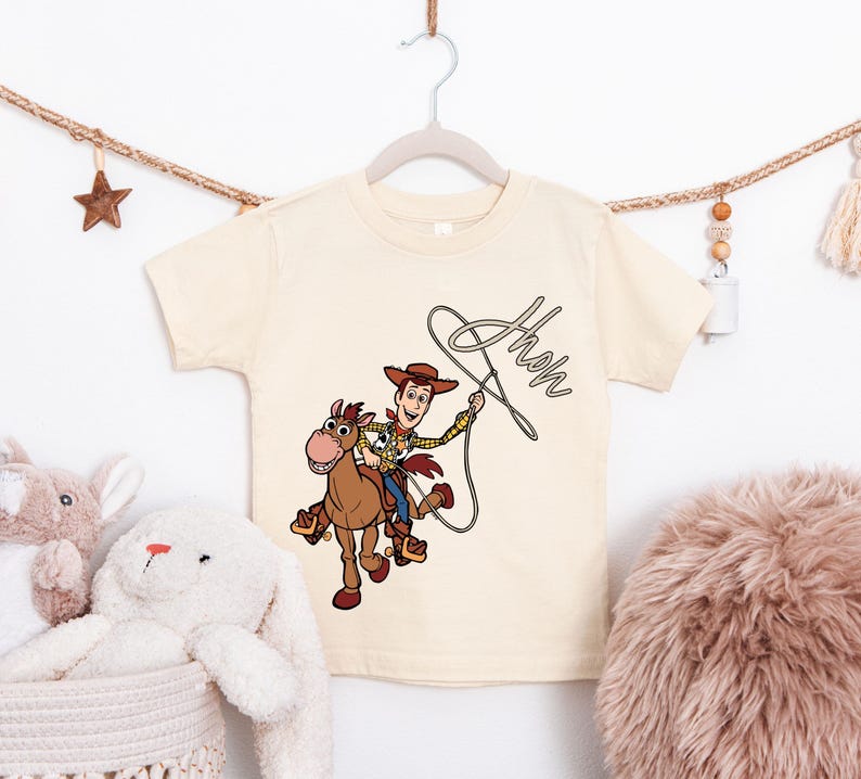 Personalized Woody Shirt, Custom Name Toy Story T-Shirt, Woody and Bullseye Kids Shirt, Disney Pixar Toy Story Boys Girls Tee, WDW Trip Tees