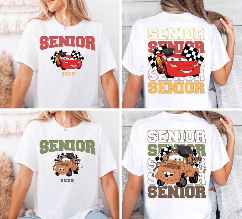 Pixar Cars Senior 2026 Shirt, Lightening McQueen Tow Mater T-Shirt, Disney Graduation 2026 Tee, Disneyland Class Of 2026 Graduation Trip Tee