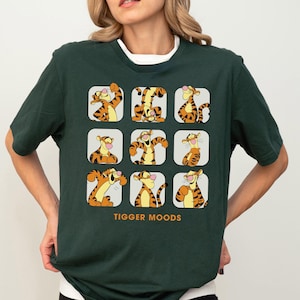 Shirt Winnie de Poeh Tigger Moods, shirt Disney Tigger, schattig Tigger Emotions-shirt, bijpassende familieshirt Disneyland, Magic Kingdom-T-shirt