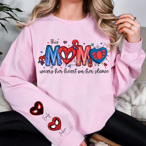 Spiderman Mama Sweatshirt With Kids Names, Marvel Spidey Mom Shirt, Disney Superhero Family Tees, Spin Mom Shirt, Ultimate 2 Spider Shirt