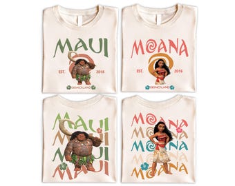 Maglietta con i personaggi della principessa Disney Moana, maglietta per le vacanze in famiglia a Disneyland, maglietta Hei Hei Pua Maui Tala Tamatoa, maglietta coordinata per il viaggio a Disney