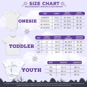 the size chart for a baby's bodysuit