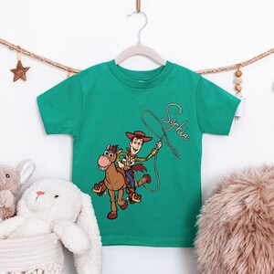 Personalized Woody Shirt, Custom Name Toy Story T-Shirt, Woody and Bullseye Kids Shirt, Disney Pixar Toy Story Boys Girls Tee, WDW Trip Tees
