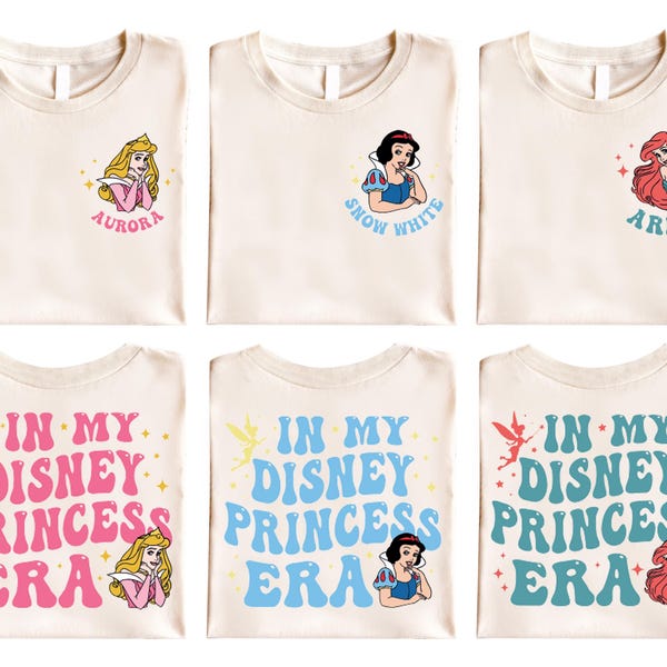 Camiseta "En mi época de princesas Disney", camiseta del equipo Disney, camiseta de viaje para niñas a Disneyworld, camiseta de vacaciones en Disneyland, camiseta a juego de princesas Disney
