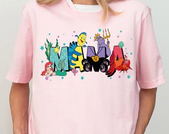 Princess Ariel Mama Shirt, Little Mermaid Mom Shirt, Custom Disney Princess Mommy Shirt, Mothers Day Shirt, Disneyland Family Trip Shirt